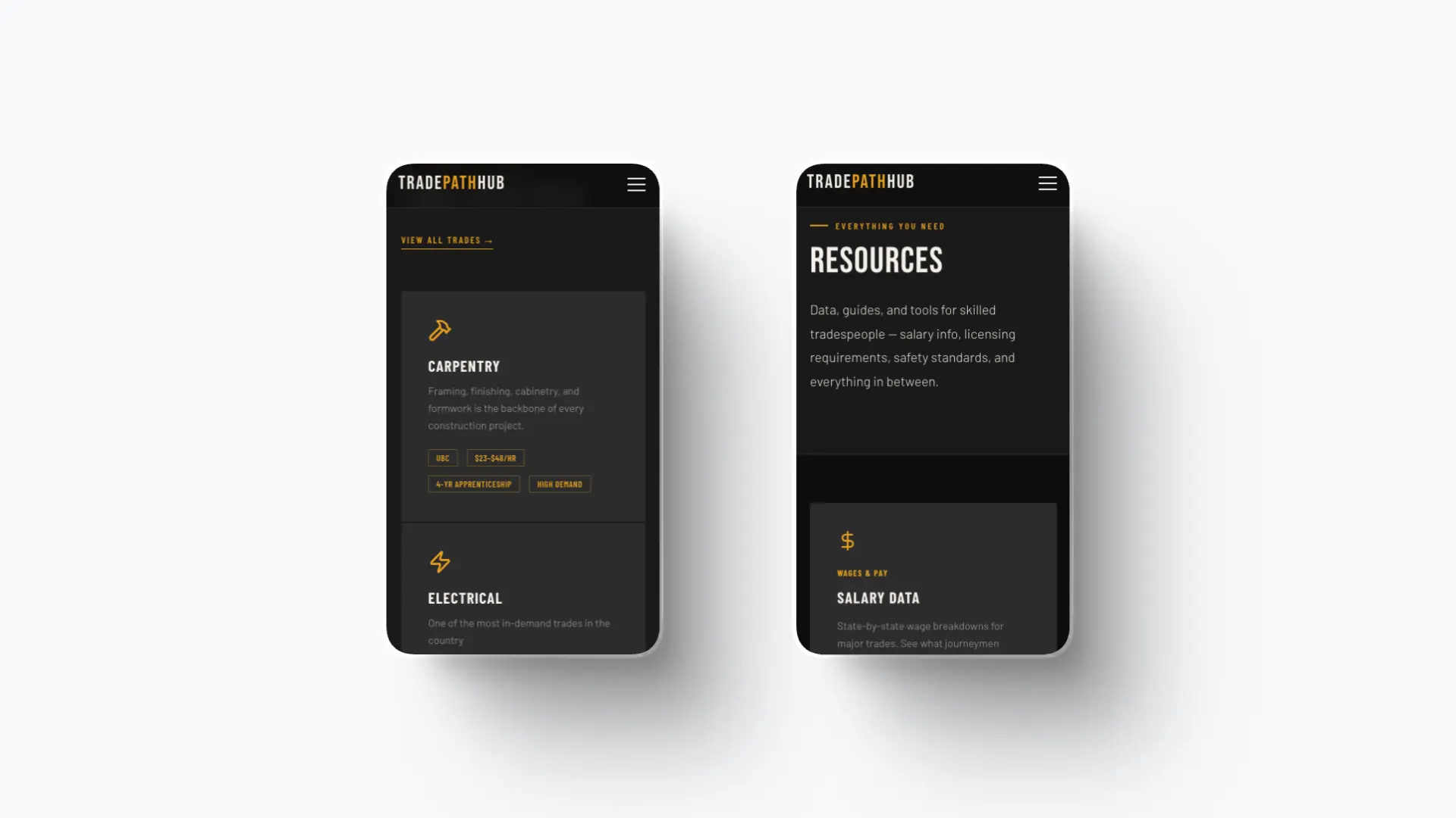 TradePathHub salary data platform detail view